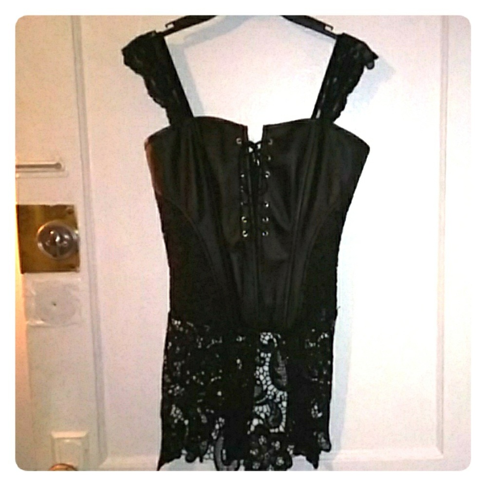 Corset vegan leather & Lace